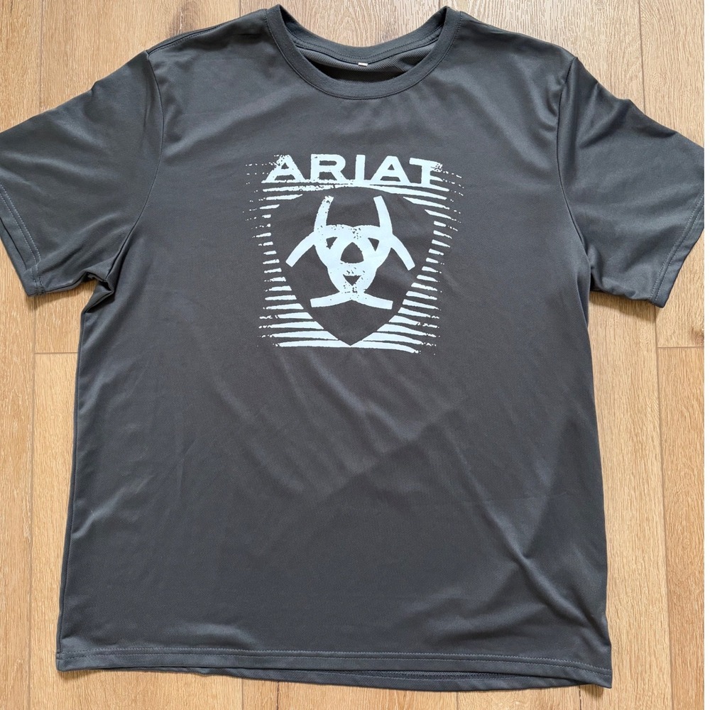 Ariat Mens Gray Performance Graphic Logo Short Sleeve T-Shirt Size XL